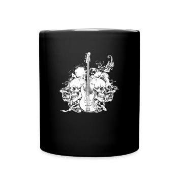 Bassist Bass Guitar Bass Player Skull - Full Colour Mug - black - Front