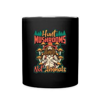 Mushroom Hunting Hunt Mushrooms Not Animals Morels - Full Colour Mug - black - Front