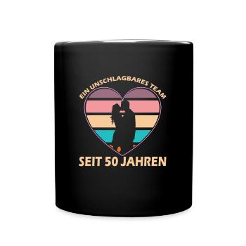 Herz mit Liebespaar - 50. Jahrestag der Beziehung - Tasse einfarbig - Schwarz - Vorne