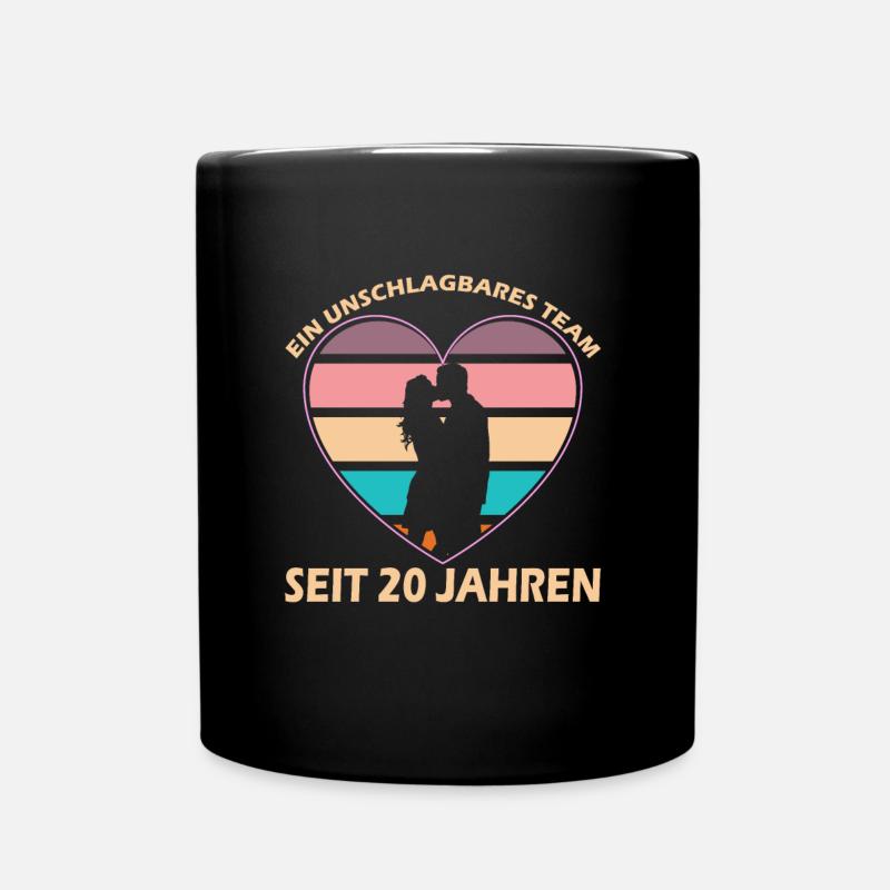Herz mit Liebespaar - 20. Jahrestag der Beziehung - Tasse einfarbig - Schwarz