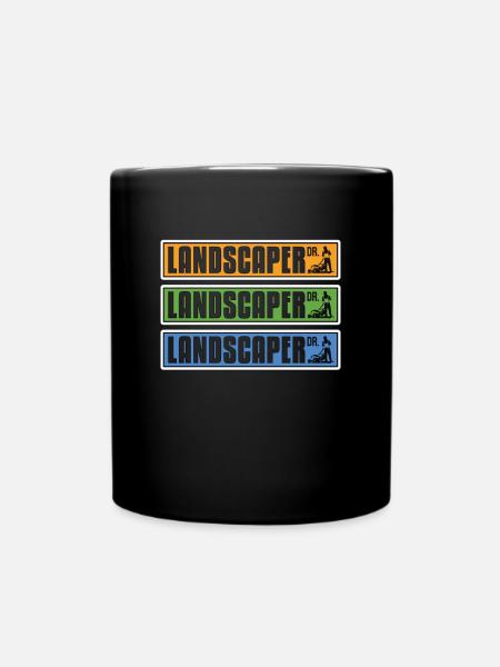 Landscaper DR Gardening Landscaping Lawn Mowing - Full Colour Mug - black