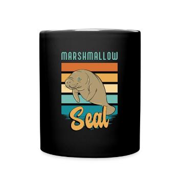 Dugong guimauve phoque rétro aime les animaux marins - Mug uni - noir - Devant