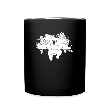 Koala Bear Flowers - Full Colour Mug - black - Front
