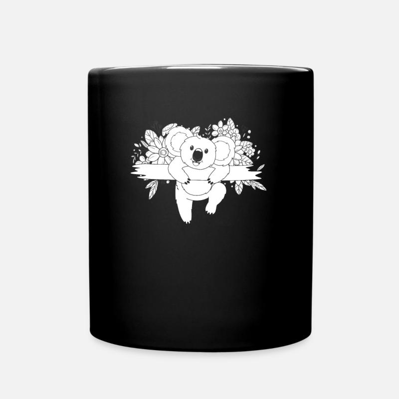 Koalabär Blumen - Tasse einfarbig - Schwarz