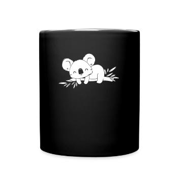 Koalabär Zweig - Tasse einfarbig - Schwarz - Vorne