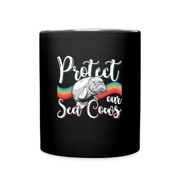 Dugong Protégez nos vaches de mer Animaux marins Lamantin - Mug uni - noir - Devant