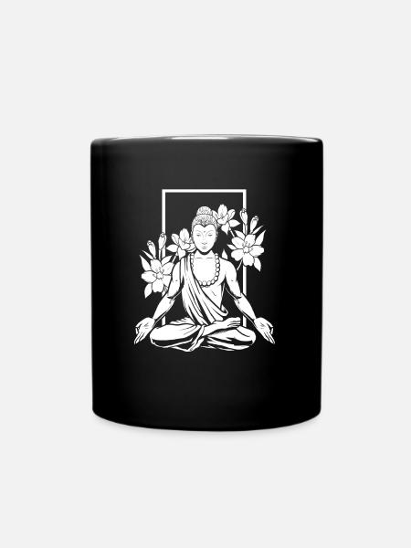 Buddha Buddhist Blumen - Tasse einfarbig - Schwarz