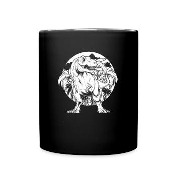 Vatertag Papa T Rex - Tasse einfarbig - Schwarz - Vorne