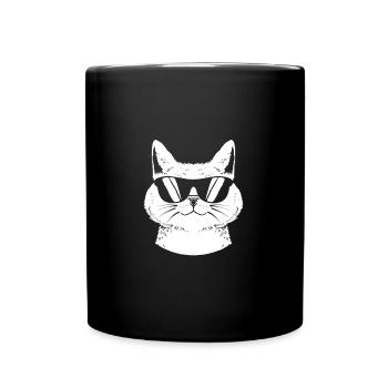 Vatertag Papa Katze - Tasse einfarbig - Schwarz - Vorne