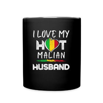 Funny Malian Husband Proud Wife - Tasse einfarbig - Schwarz - Vorne