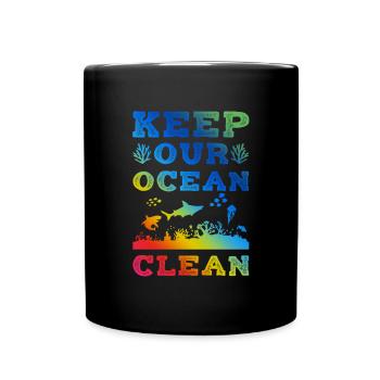 ozean sauber halten - Tasse einfarbig - Schwarz - Vorne
