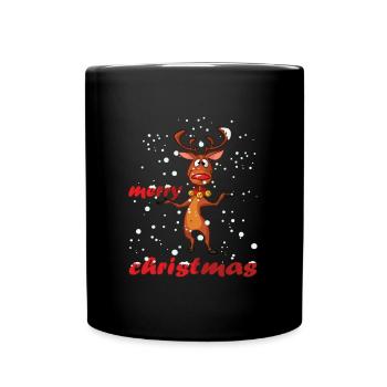 Reindeer Rudolf Red Nose Christmas Merry Xmas - Full Colour Mug - black - Front
