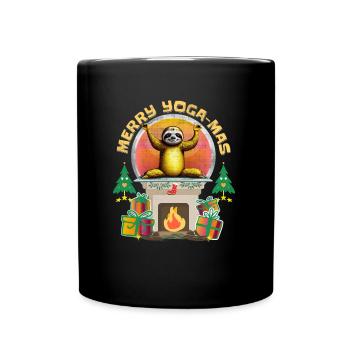 Joyeux Yoga-Mas méditant Noël paresseux Namaste - Mug uni - noir - Devant