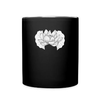 Yoga Lotus Blatt - Tasse einfarbig - Schwarz - Vorne