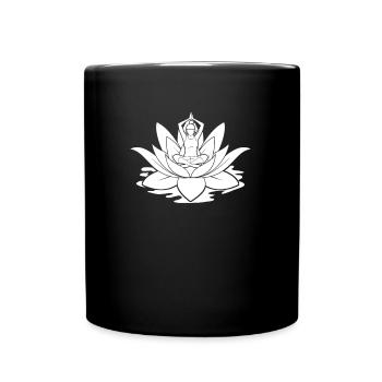 Yoga Lotus Blatt - Tasse einfarbig - Schwarz - Vorne