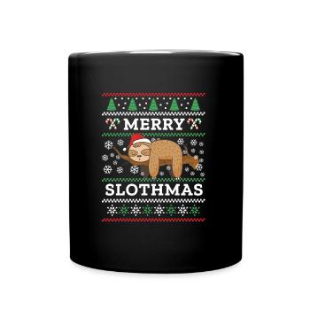 Merry Slothma's Sloth Christmas Gift - Full Colour Mug - black - Front