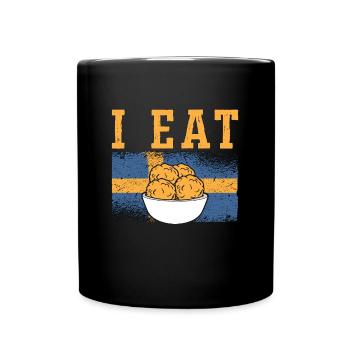 Boulettes de viande Je mange Cuisine italienne Aime les pâtes aux boulettes de viande - Mug uni - noir - Devant