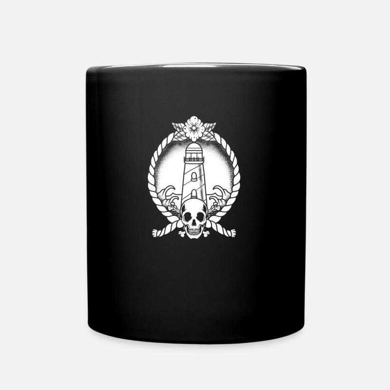 Leuchtturm Schädel - Tasse einfarbig - Schwarz