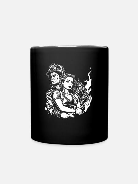 Feuerwehrfrau - Tasse einfarbig - Schwarz