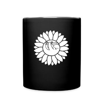 Faultier Sonnenblume - Tasse einfarbig - Schwarz - Vorne