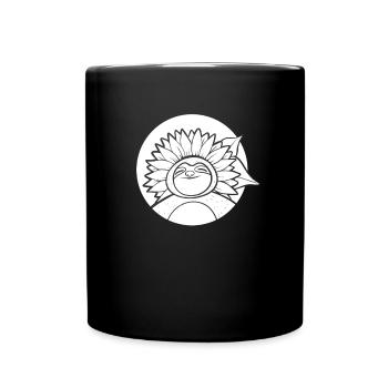 Faultier Sonnenblume - Tasse einfarbig - Schwarz - Vorne