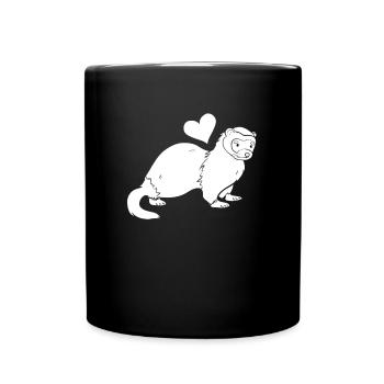 Frettchen Iltis Herz - Tasse einfarbig - Schwarz - Vorne