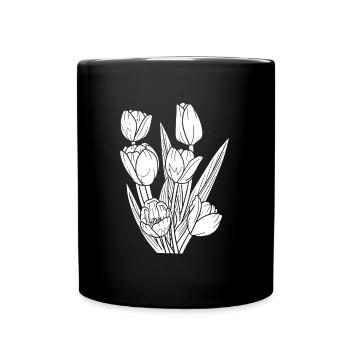 Tulips Bouquet - Full Colour Mug - black - Front