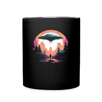 Alien Außerirdischer - Tasse einfarbig - Schwarz - Vorne