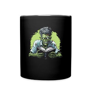 Bookworm Bookworm Zombie - Full Colour Mug - black - Front