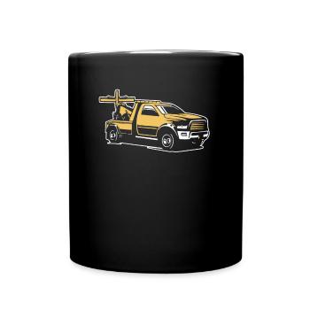 Abschleppdienst Abschlepper - Tasse einfarbig - Schwarz - Vorne