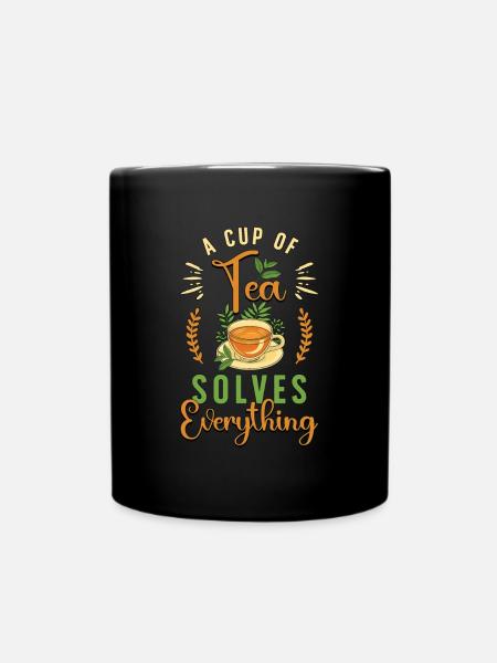 Tisane Une tasse de thé résout tout à base de plantes - Mug uni - noir