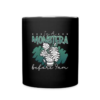 Monstera I'm A Monstera Before 9am Indoor Plants - Full Colour Mug - black - Front