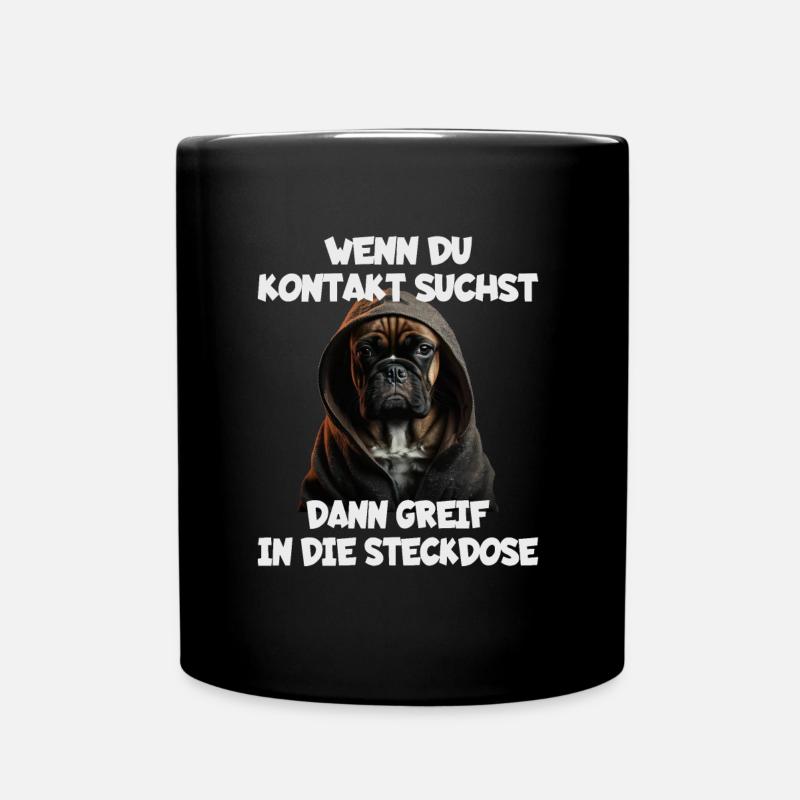 Wenn du Kontakt suchst dann greif in die Steckdose - Tasse einfarbig - Schwarz
