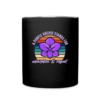 Orchidées Une orchidée violette se tient à l’horticulture rétro - Mug uni - noir - Devant