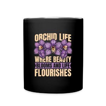 La vie des orchidées où la beauté fleurit et les plantes d’orchidées - Mug uni - noir - Devant