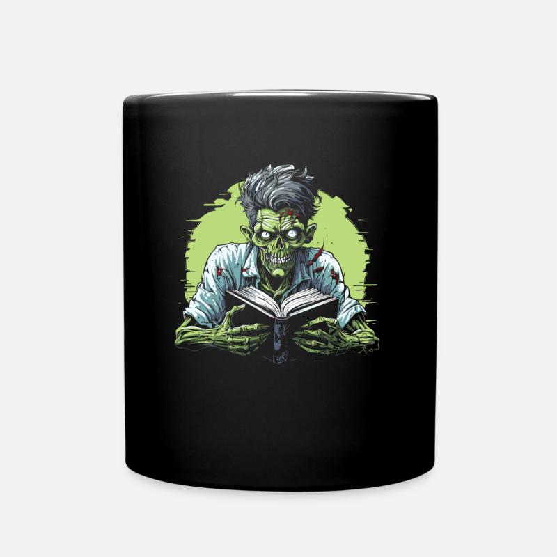 Buch Leseratte Bücherwurm Zombie - Tasse einfarbig - Schwarz