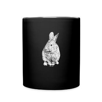 Dessin noir et blanc - lapin - Mug uni - noir - Devant