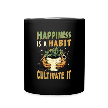 Houseplants Happiness Is A Habit Cultivate Florist - Full Colour Mug - black - Front