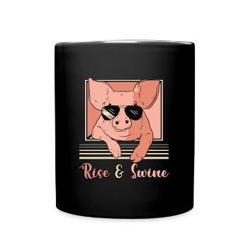 Pig Farming Rise & Swine Farm Animals Livestock - Full Colour Mug - black - Front