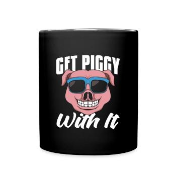 L’élevage de porcs Get Piggy avec lui Fermier d’animaux de ferme - Mug uni - noir - Devant