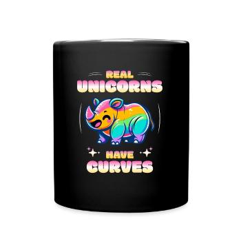 Real Unicorns Have Curves Rhino Einhorn - Tasse einfarbig - Schwarz - Vorne