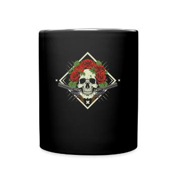 80s Skirt Roses Skull - Full Colour Mug - black - Front