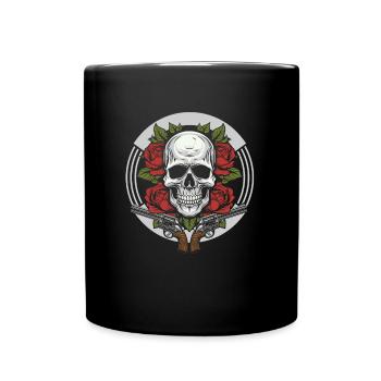 80s Skirt Roses Skull - Full Colour Mug - black - Front