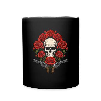 80s Skirt Roses Skull - Full Colour Mug - black - Front