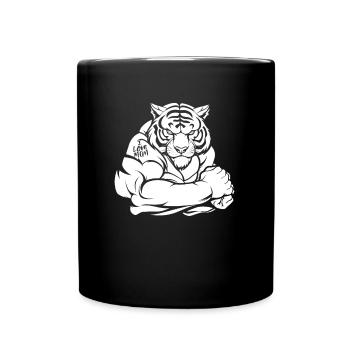 Tiger Biceps Tattoo I Love Mom - Full Colour Mug - black - Front