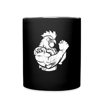 Poulet poule biceps tatouage j’aime papa - Mug uni - noir - Devant