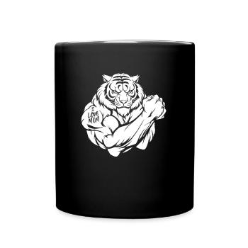 Tiger Biceps Tattoo I Love Mom - Full Colour Mug - black - Front
