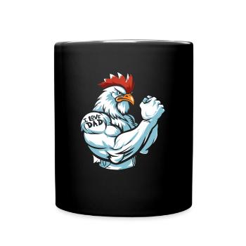 Poule de poulet que j’aime papa - Mug uni - noir - Devant