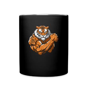 Tiger Biceps Tattoo I Love Mom - Full Colour Mug - black - Front