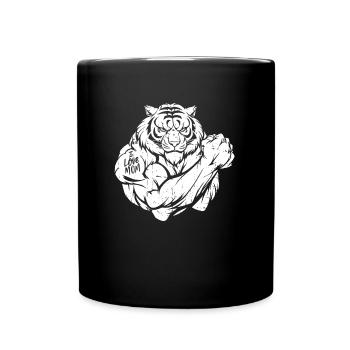 Tiger Biceps Tattoo I Love Mom - Full Colour Mug - black - Front